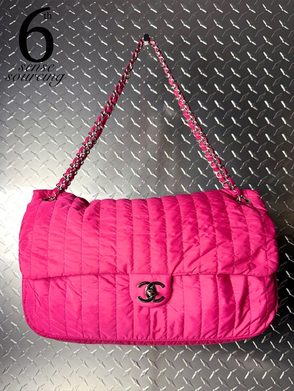 Chanel Soft Shell Quilted Nylon Jumbo Flap in Pink SHW